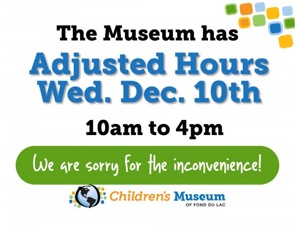 Adjusted Hours Dec., 10th 10-4pm